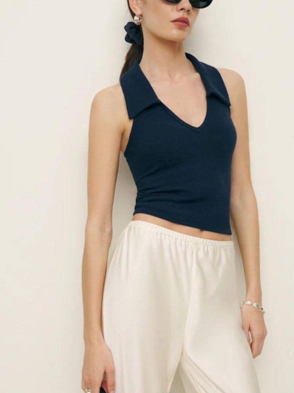 Reformation Austine Knit Top in Midnight